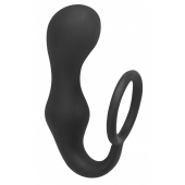 Чёрное эрекционное кольцо с анальной пробкой Double Pleasure Anal Plug - Lola Games - в Костроме купить с доставкой