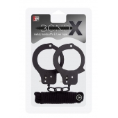 Чёрные наручники из листового металла в комплекте с веревкой BONDX METAL CUFFS LOVE ROPE SET - Dream Toys - купить с доставкой в Костроме