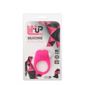 Розовое эрекционное кольцо с щеточкой LIT-UP SILICONE STIMU RING 5 - Dream Toys - в Костроме купить с доставкой