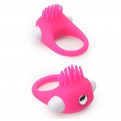 Розовое эрекционное кольцо с щеточкой LIT-UP SILICONE STIMU RING 5 - Dream Toys - в Костроме купить с доставкой