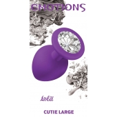 Большая фиолетовая анальная пробка Emotions Cutie Large с прозрачным кристаллом - 10 см. - Lola Games - купить с доставкой в Костроме