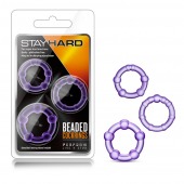 Набор из 3 фиолетовых эрекционных колец Stay Hard Beaded Cockrings - Blush Novelties - в Костроме купить с доставкой