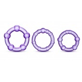 Набор из 3 фиолетовых эрекционных колец Stay Hard Beaded Cockrings - Blush Novelties - в Костроме купить с доставкой
