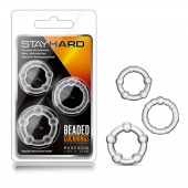 Набор из 3 прозрачных эрекционных колец Stay Hard Beaded Cockrings - Blush Novelties - в Костроме купить с доставкой