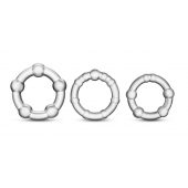 Набор из 3 прозрачных эрекционных колец Stay Hard Beaded Cockrings - Blush Novelties - в Костроме купить с доставкой