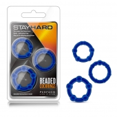 Набор из 3 синих эрекционных колец Stay Hard Beaded Cockrings - Blush Novelties - в Костроме купить с доставкой