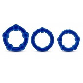 Набор из 3 синих эрекционных колец Stay Hard Beaded Cockrings - Blush Novelties - в Костроме купить с доставкой