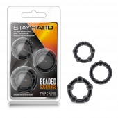 Набор из 3 чёрных эрекционных колец Stay Hard Beaded Cockrings - Blush Novelties - в Костроме купить с доставкой