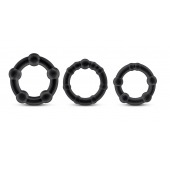 Набор из 3 чёрных эрекционных колец Stay Hard Beaded Cockrings - Blush Novelties - в Костроме купить с доставкой