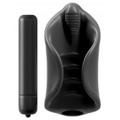 Чёрный мастурбатор Vibrating Silicone Stimulator с вибрацией - Pipedream - в Костроме купить с доставкой