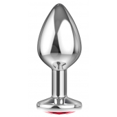 Большая серебристая анальная пробка Diamond Red Sparkle Large с красным кристаллом - 8 см. - Lola Games - купить с доставкой в Костроме