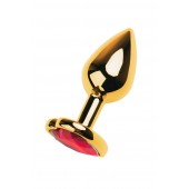 Золотистая анальная пробка с кристаллом-сердцем - 7,5 см. - ToyFa - купить с доставкой в Костроме