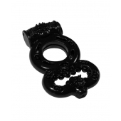 Чёрное эрекционное кольцо Rings Treadle с подхватом - Lola Games - в Костроме купить с доставкой