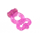 Розовое эрекционное кольцо Rings Treadle с подхватом - Lola Games - в Костроме купить с доставкой