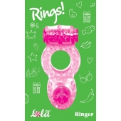 Розовое эрекционное кольцо с вибрацией Rings Ringer - Lola Games - в Костроме купить с доставкой
