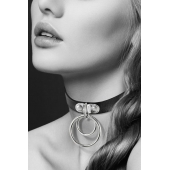 Черный чокер с двумя кольцами - Bijoux Pour Toi - купить с доставкой в Костроме