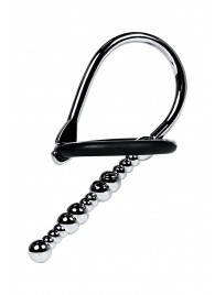 Серебристый уретральный плаг-бусины TOYFA Metal с мягким фиксириющим кольцом - ToyFa - купить с доставкой в Костроме