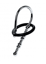 Серебристый уретральный плаг-бусины TOYFA Metal с мягким фиксириющим кольцом - ToyFa - купить с доставкой в Костроме