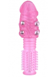 Стимулирующая розовая насадка с шишечками и шипами - 13,5 см. - Toyfa Basic - в Костроме купить с доставкой