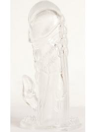 Прозрачная гелевая насадка с клиторальным отростком - 13 см. - Toyfa Basic - в Костроме купить с доставкой