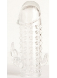 Гелевая прозрачная насадка с 2 отростками - 13 см. - Toyfa Basic - в Костроме купить с доставкой