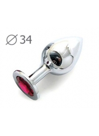 Коническая серебристая анальная втулка с малиновым кристаллом - 8,2 см. - Anal Jewelry Plug - купить с доставкой в Костроме