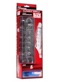Прозразная закрытая насадка на пенис с поддержкой мошонки Clearly Ample Penis Enhancer - 22 см. - XR Brands - в Костроме купить с доставкой