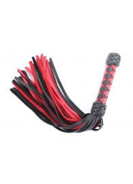 Черно-красная клеть с плетеной ручкой с ромбовидным узором - 45 см. - БДСМ Арсенал - купить с доставкой в Костроме