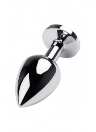 Серебристая коническая анальная пробка с красным кристаллом - 8 см. - ToyFa - купить с доставкой в Костроме