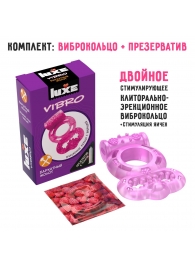 Розовое эрекционное виброкольцо Luxe VIBRO  Бархатный молот  + презерватив - Luxe - в Костроме купить с доставкой
