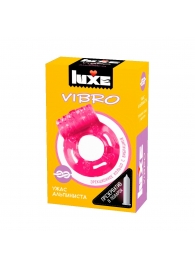 Розовое эрекционное виброкольцо Luxe VIBRO  Ужас Альпиниста  + презерватив - Luxe - в Костроме купить с доставкой