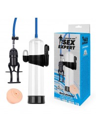 Прозрачная вакуумная вибропомпа Sex Expert с насадкой-вагиной - Sex Expert - в Костроме купить с доставкой