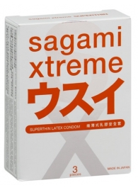Ультратонкие презервативы Sagami Xtreme SUPERTHIN - 3 шт. - Sagami - купить с доставкой в Костроме
