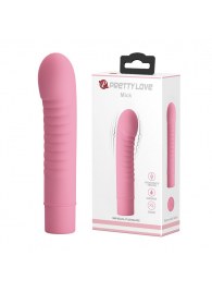 Нежно-розовый мини-вибратор Mick с ребрышками - 13 см. - Baile