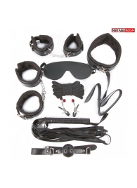 Большой игровой набор БДСМ: наручники, оковы, маска, кляп, плеть, ошейник с поводком, верёвка, зажимы для сосков - Notabu - купить с доставкой в Костроме