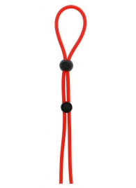 Красное лассо на пенис с двумя бусинами STRETCHY LASSO CAGE - Dream Toys - в Костроме купить с доставкой