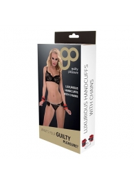 Красно-чёрные наручники на металлической цепочке - Blush Novelties - купить с доставкой в Костроме