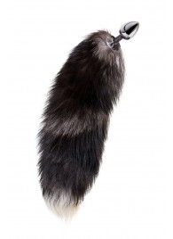 Серебристая металлическая анальная втулка с хвостом чернобурой лисы - размер S - ToyFa - купить с доставкой в Костроме