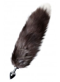 Серебристая металлическая анальная втулка с хвостом чернобурой лисы - размер S - ToyFa - купить с доставкой в Костроме