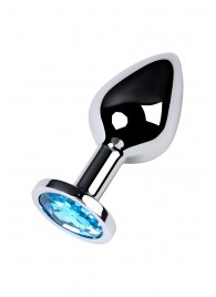 Серебристая конусовидная анальная пробка с голубым кристаллом - 8 см. - ToyFa - купить с доставкой в Костроме