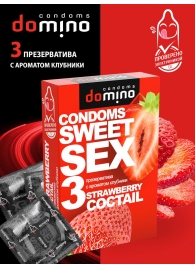 Презервативы для орального секса DOMINO Sweet Sex с ароматом клубничного коктейля  - 3 шт. - Domino - купить с доставкой в Костроме