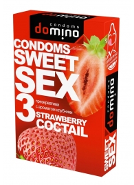 Презервативы для орального секса DOMINO Sweet Sex с ароматом клубничного коктейля  - 3 шт. - Domino - купить с доставкой в Костроме