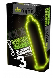 Презервативы DOMINO Neon Green со светящимся в темноте кончиком - 3 шт. - Domino - купить с доставкой в Костроме