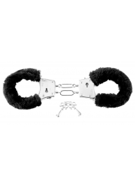 Меховые чёрные наручники Beginner s Furry Cuffs - Pipedream - купить с доставкой в Костроме