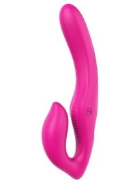 Ярко-розовый безремневой страпон REMOTE DOUBLE DIPPER - 22 см. - Dream Toys - купить с доставкой в Костроме