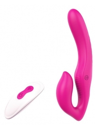 Ярко-розовый безремневой страпон REMOTE DOUBLE DIPPER - 22 см. - Dream Toys - купить с доставкой в Костроме