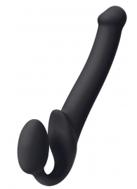 Черный безремневой страпон Silicone Bendable Strap-On M - Strap-on-me - купить с доставкой в Костроме