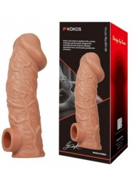 Телесная насадка на фаллос с отверстием для мошонки EXTREME SLEEVE - 17,6 см. - KOKOS - в Костроме купить с доставкой
