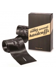 Черные ленты для связывания SILKY SENSUAL HANDCUFFS - Bijoux Indiscrets - купить с доставкой в Костроме