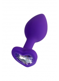 Фиолетовая анальная втулка Diamond Heart с прозрачным кристаллом - 7 см. - ToyFa - купить с доставкой в Костроме
